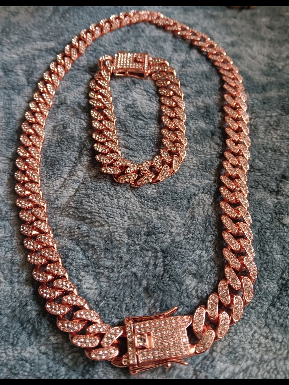 Gold plated necklace  bracelet set with crystal